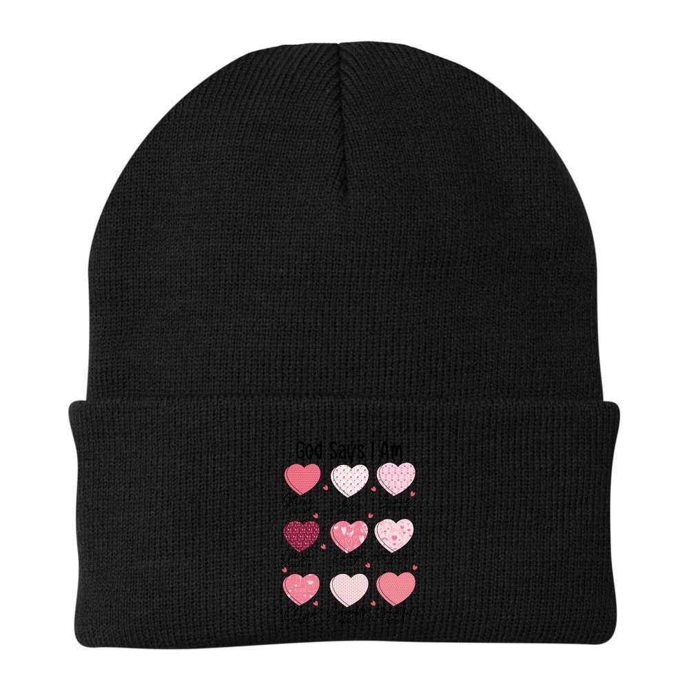 God Says I Am Christian Valentien Coquette Jesus Valentine Meaningful Gift Beanie