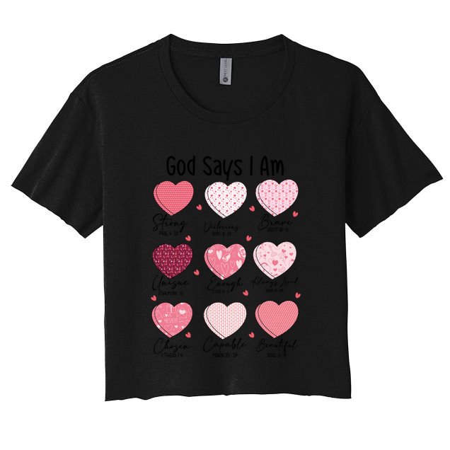 God Says I Am Christian Valentien Coquette Jesus Valentine Meaningful Gift Crop Top