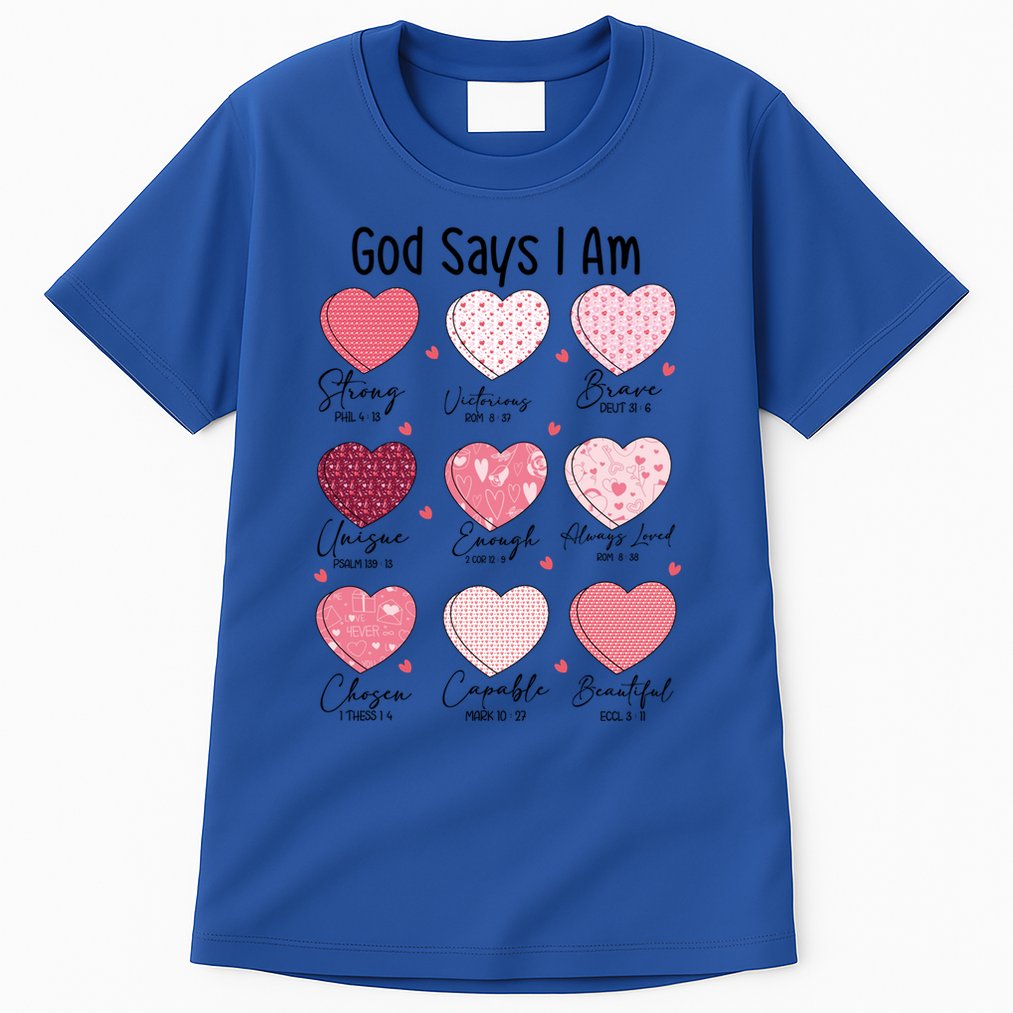 God Says I Am Christian Valentien Coquette Jesus Valentine Meaningful Gift Tall T-Shirt