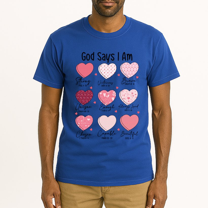God Says I Am Christian Valentien Coquette Jesus Valentine Meaningful Gift Tall T-Shirt