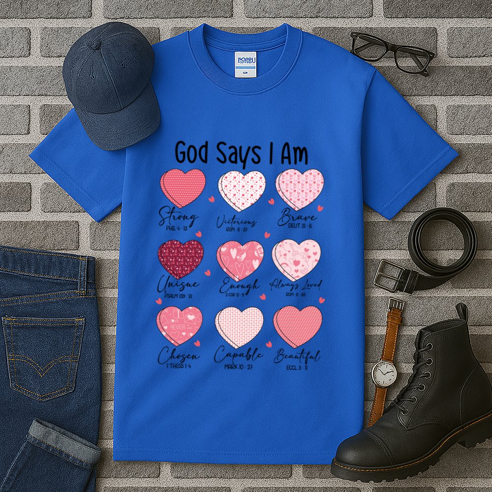 God Says I Am Christian Valentien Coquette Jesus Valentine Meaningful Gift Tall T-Shirt