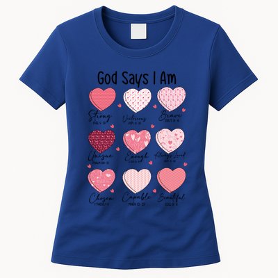 God Says I Am Christian Valentien Coquette Jesus Valentine Meaningful Gift Womens T-Shirt