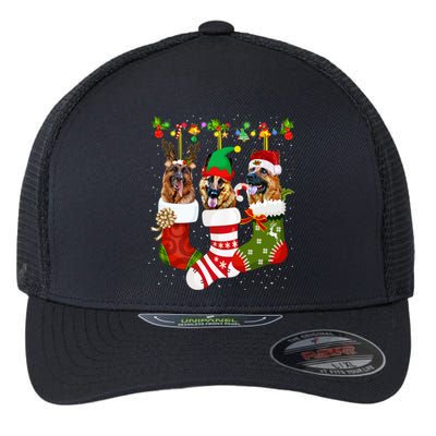 Ger Shepherd In Socks Xmas Reindeer Santa Elf Dog Cool Gift Flexfit Unipanel Trucker Cap