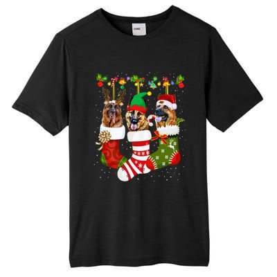 Ger Shepherd In Socks Xmas Reindeer Santa Elf Dog Cool Gift Tall Fusion ChromaSoft Performance T-Shirt