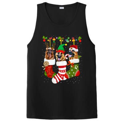 Ger Shepherd In Socks Xmas Reindeer Santa Elf Dog Cool Gift PosiCharge Competitor Tank