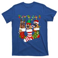 Ger Shepherd In Socks Xmas Reindeer Santa Elf Dog Cool Gift T-Shirt