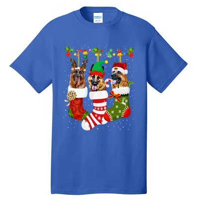 Ger Shepherd In Socks Xmas Reindeer Santa Elf Dog Cool Gift Tall T-Shirt