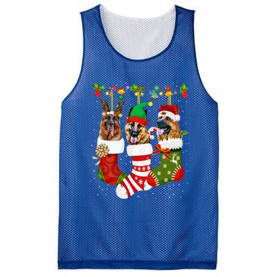 Ger Shepherd In Socks Xmas Reindeer Santa Elf Dog Cool Gift Mesh Reversible Basketball Jersey Tank