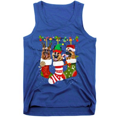 Ger Shepherd In Socks Xmas Reindeer Santa Elf Dog Cool Gift Tank Top