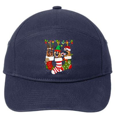 Ger Shepherd In Socks Xmas Reindeer Santa Elf Dog Cool Gift 7-Panel Snapback Hat