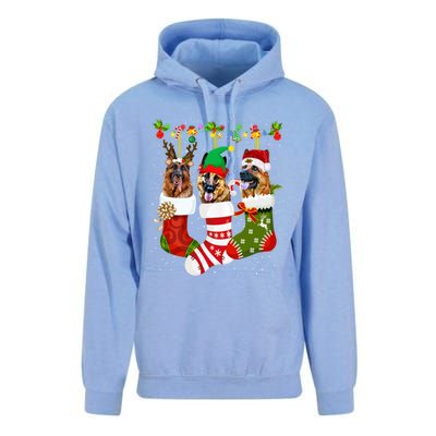 Ger Shepherd In Socks Xmas Reindeer Santa Elf Dog Cool Gift Unisex Surf Hoodie