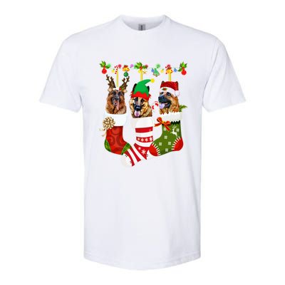 Ger Shepherd In Socks Xmas Reindeer Santa Elf Dog Cool Gift Softstyle CVC T-Shirt