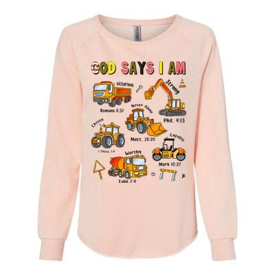 God Says I Am Construction Bible Verse Truck Womens California Wash Sweatshirt