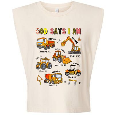 God Says I Am Construction Bible Verse Truck Garment-Dyed Women's Muscle Tee