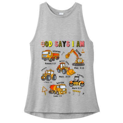 God Says I Am Construction Bible Verse Truck Ladies PosiCharge Tri-Blend Wicking Tank