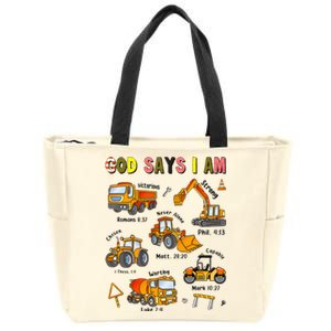 God Says I Am Construction Bible Verse Truck Zip Tote Bag