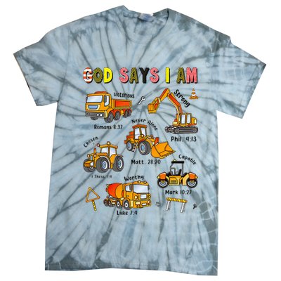 God Says I Am Construction Bible Verse Truck Tie-Dye T-Shirt