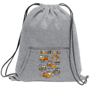 God Says I Am Construction Bible Verse Truck Sweatshirt Cinch Pack Bag