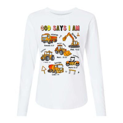 God Says I Am Construction Bible Verse Truck Womens Cotton Relaxed Long Sleeve T-Shirt