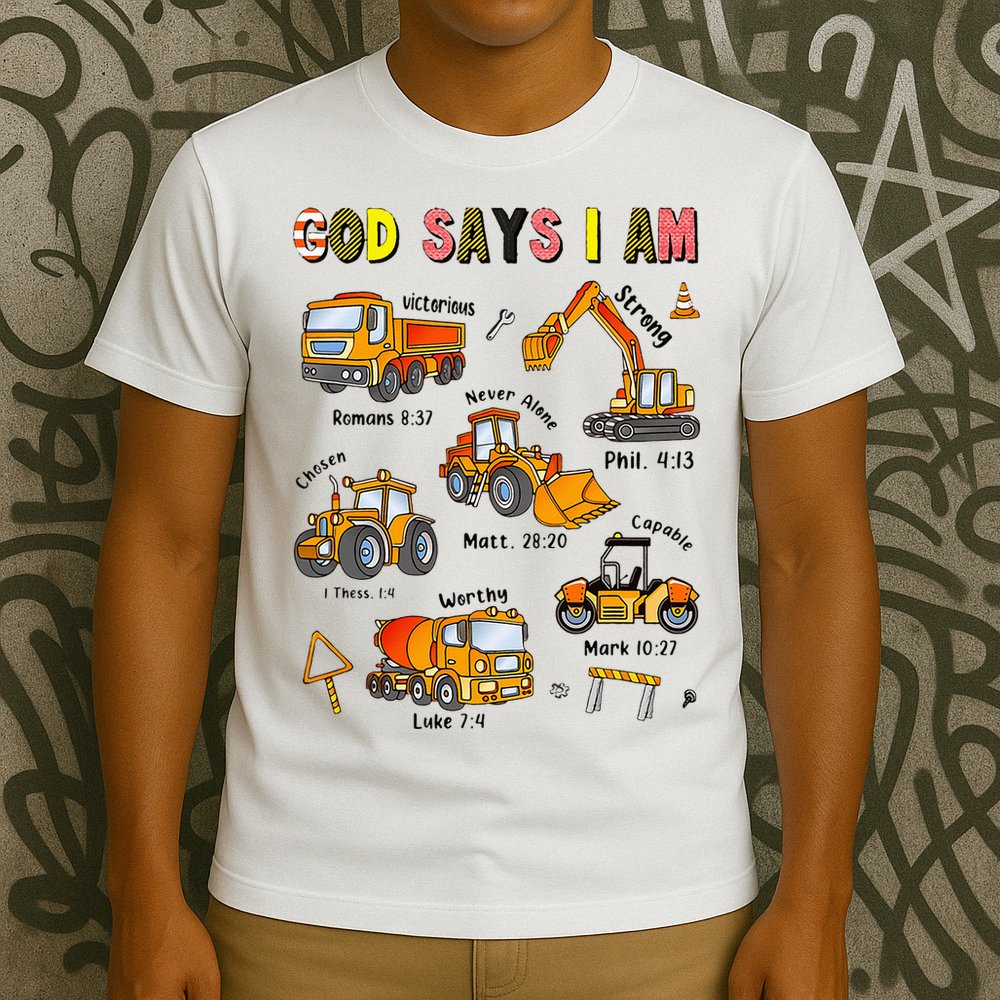 God Says I Am Construction Bible Verse Truck T-Shirt