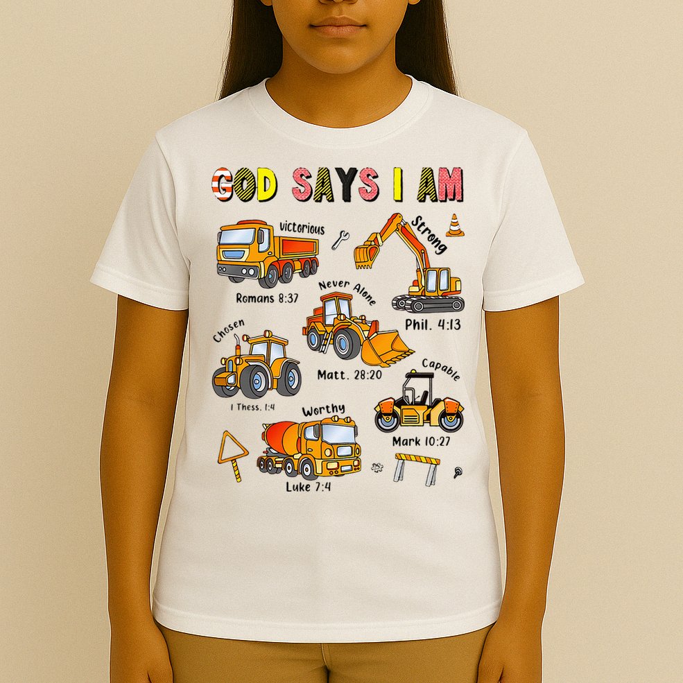 God Says I Am Construction Bible Verse Truck T-Shirt