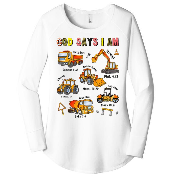 God Says I Am Construction Bible Verse Truck Women's Perfect Tri Tunic Long Sleeve Shirt