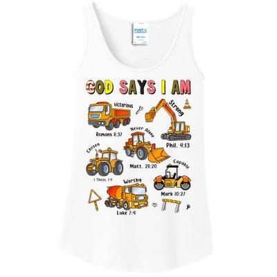 God Says I Am Construction Bible Verse Truck Ladies Essential Tank