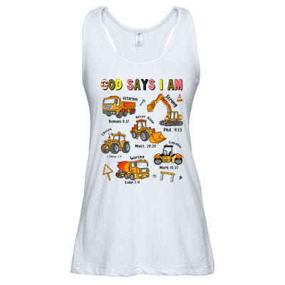 God Says I Am Construction Bible Verse Truck Ladies Essential Flowy Tank