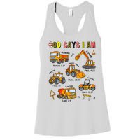 God Says I Am Construction Bible Verse Truck Women's Racerback Tank