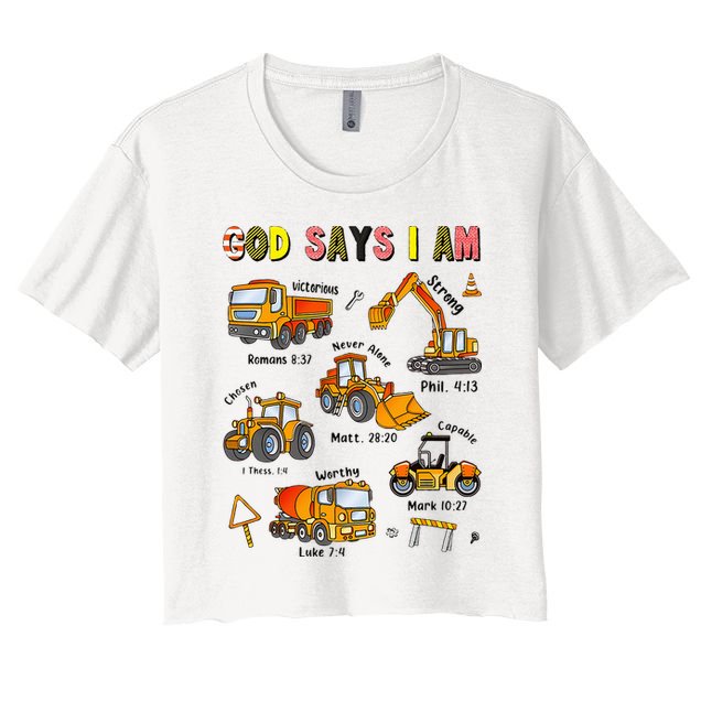 God Says I Am Construction Bible Verse Truck Crop Top