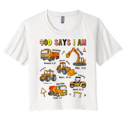 God Says I Am Construction Bible Verse Truck Women's Crop Top Tee