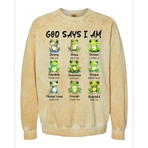 God Says I Am Christian Frog Love Funny Religious Jesus Colorblast Crewneck Sweatshirt