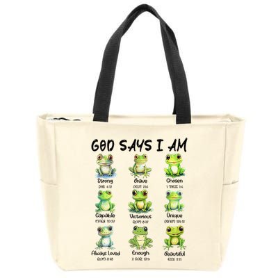 God Says I Am Christian Frog Love Funny Religious Jesus Zip Tote Bag