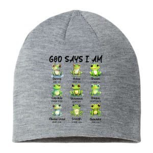 God Says I Am Christian Frog Love Funny Religious Jesus Sustainable Beanie