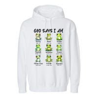 God Says I Am Christian Frog Love Funny Religious Jesus Garment-Dyed Fleece Hoodie