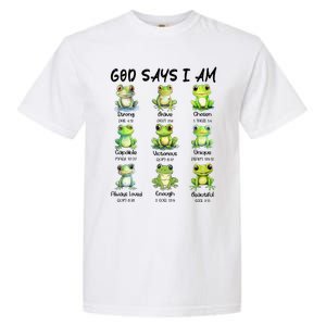 God Says I Am Christian Frog Love Funny Religious Jesus Garment-Dyed Heavyweight T-Shirt