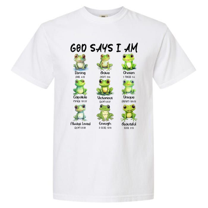 God Says I Am Christian Frog Love Funny Religious Jesus Garment-Dyed Heavyweight T-Shirt