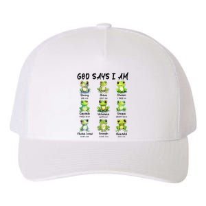 God Says I Am Christian Frog Love Funny Religious Jesus Yupoong Adult 5-Panel Trucker Hat