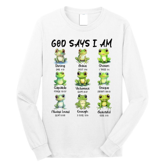 God Says I Am Christian Frog Love Funny Religious Jesus Long Sleeve Shirt