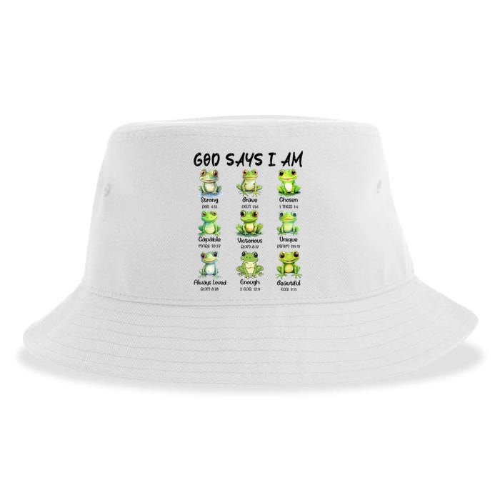 God Says I Am Christian Frog Love Funny Religious Jesus Sustainable Bucket Hat