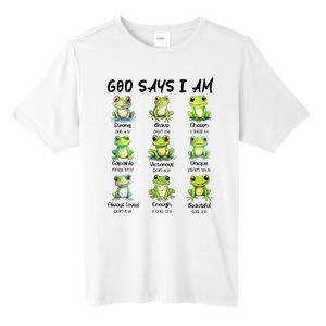 God Says I Am Christian Frog Love Funny Religious Jesus Tall Fusion ChromaSoft Performance T-Shirt