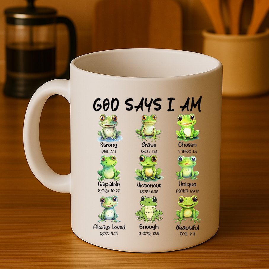 God Says I Am Christian Frog Love Funny Religious Jesus Mug