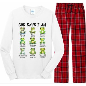 God Says I Am Christian Frog Love Funny Religious Jesus Long Sleeve Pajama Set