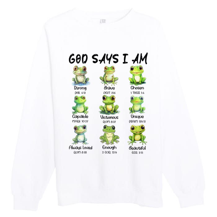 God Says I Am Christian Frog Love Funny Religious Jesus Premium Crewneck Sweatshirt