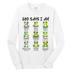 God Says I Am Christian Frog Love Funny Religious Jesus Tall Long Sleeve T-Shirt