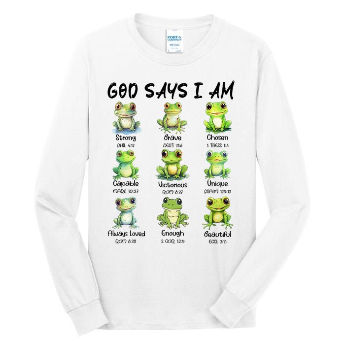 God Says I Am Christian Frog Love Funny Religious Jesus Tall Long Sleeve T-Shirt