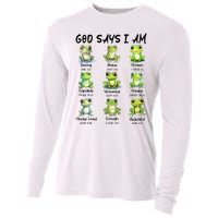 God Says I Am Christian Frog Love Funny Religious Jesus Cooling Performance Long Sleeve Crew