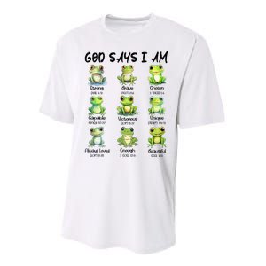 God Says I Am Christian Frog Love Funny Religious Jesus Performance Sprint T-Shirt