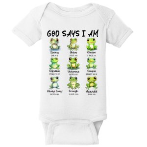 God Says I Am Christian Frog Love Funny Religious Jesus Baby Bodysuit