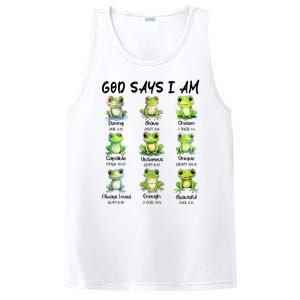 God Says I Am Christian Frog Love Funny Religious Jesus PosiCharge Competitor Tank